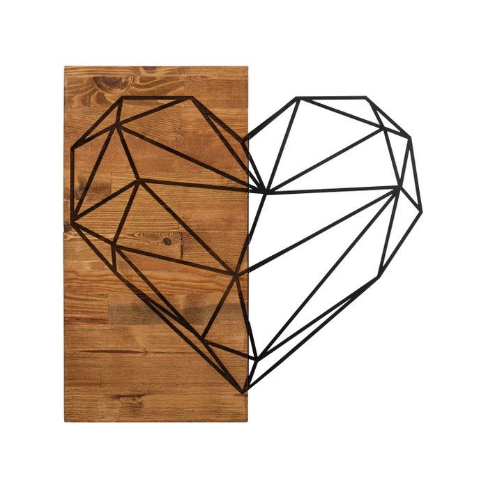 Wallity Heart Escultura de Pared Negro y Nogal